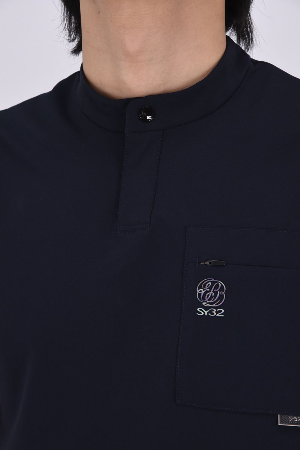 【26SS】 BOSELLI STAND COLLAR SHIRTS / スタンドカラー ポロシャツ (ネイビー)