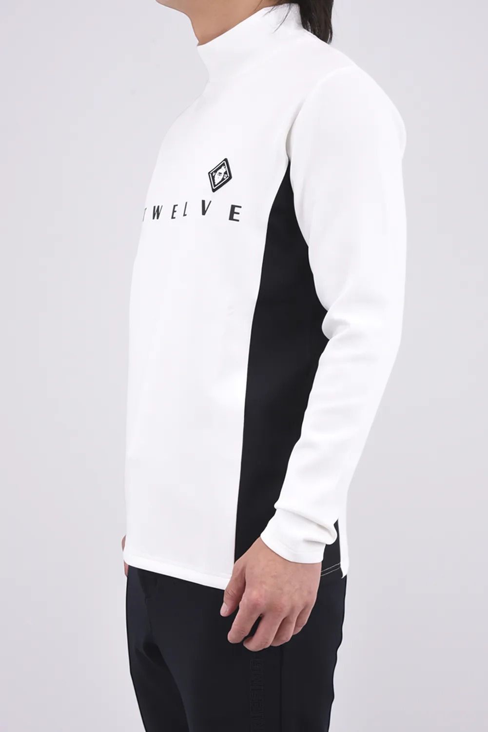 【26AW】 OHSL MOCK / モノトーン バイカラー 長袖モックネックTシャツ (ホワイト)