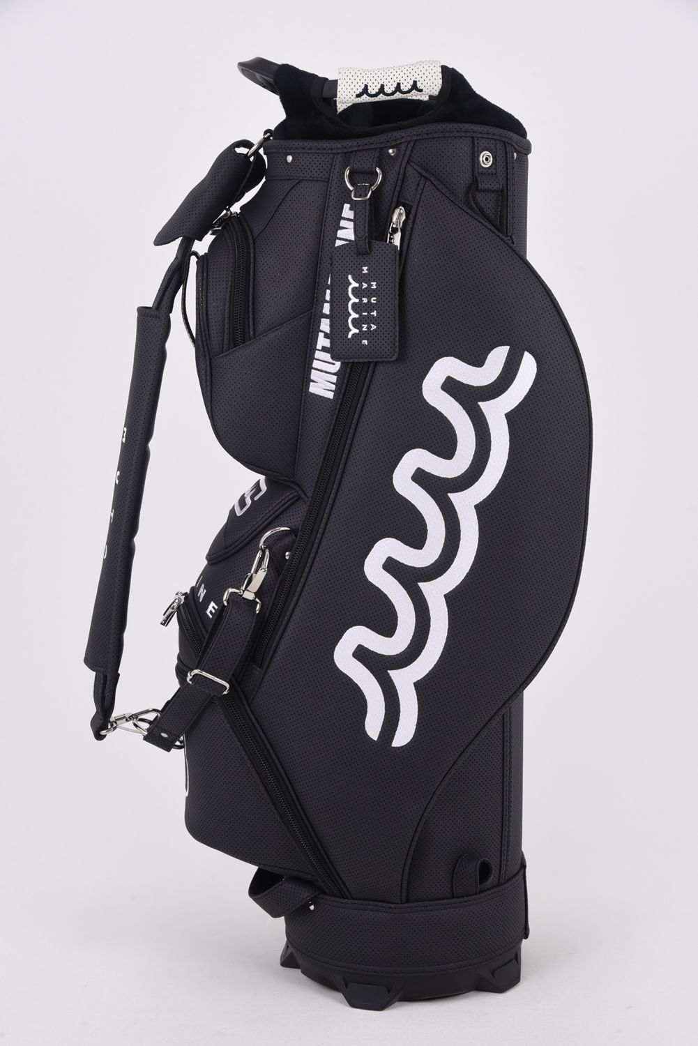 【26SS】【銀行振込・代金引換不可】【返品・交換不可】 CADDY BAG & HEAD COVER / パンチングエシカルレザー カートタイプ キャディバッグ&ヘッドカバーセット (ブラック)