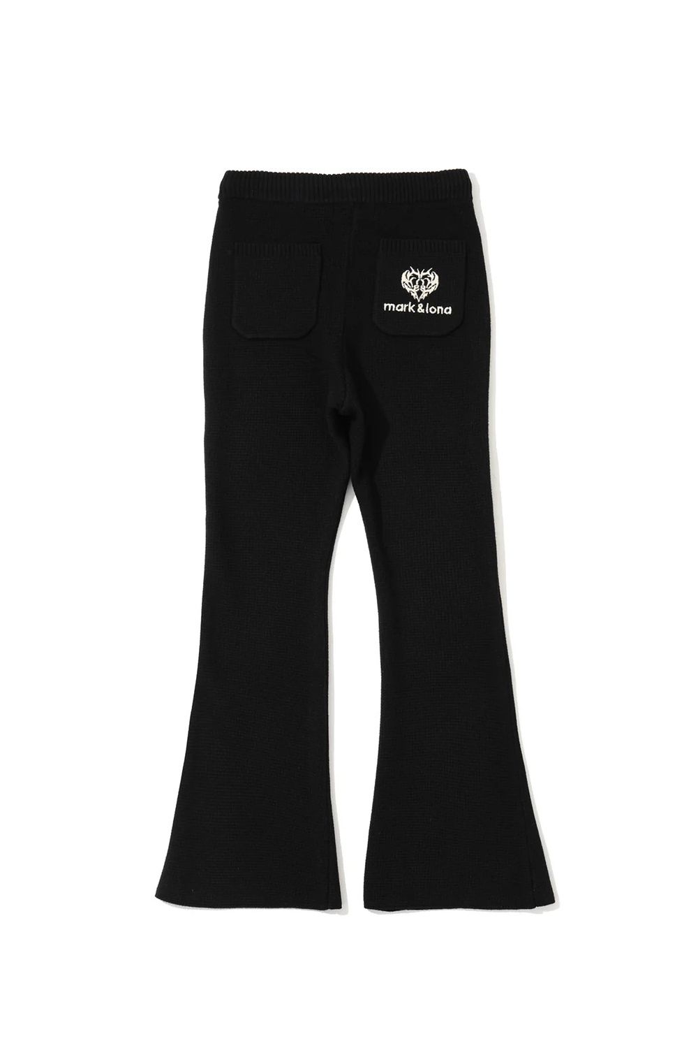 【26AW】【レディース】 ELYSIA KNIT PANTS / ブランドロゴ ニット フレアパンツ (ブラック)