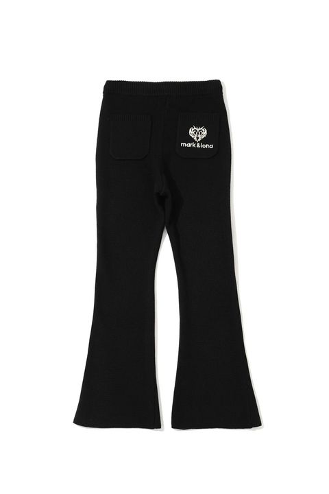 【26AW】【レディース】 ELYSIA KNIT PANTS / ブランドロゴ ニット フレアパンツ (ブラック)