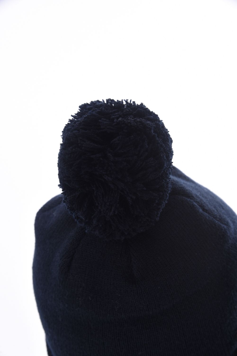 POM POM BEANIE FLEX / 113Gロゴ刺繍 ニットビーニー (ブラック)
