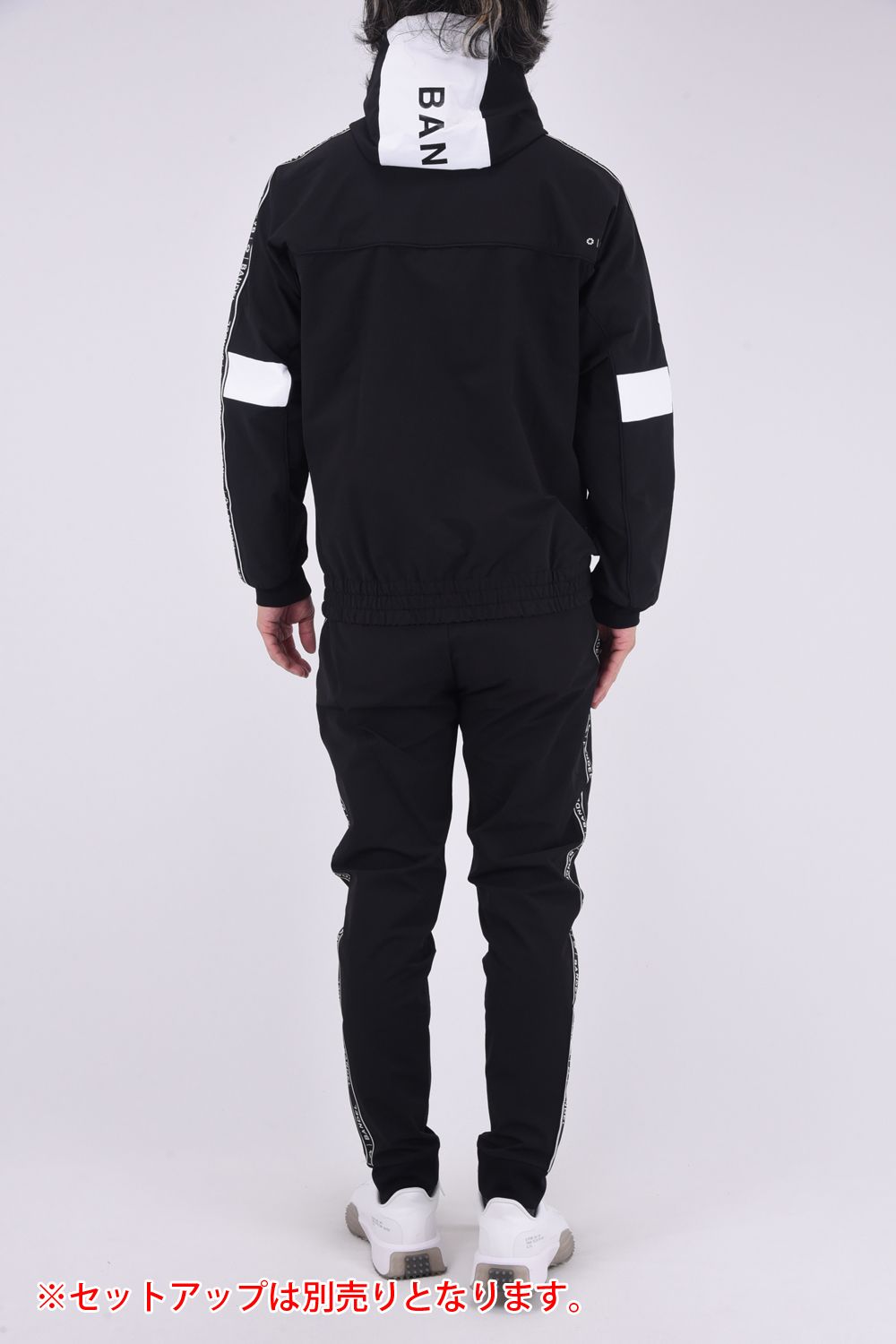 WATER REPELLENT PIPING ZIP PARKA / 4WAYストレッチ 撥水素材 ロゴテープ ジップパーカー (ブラック)