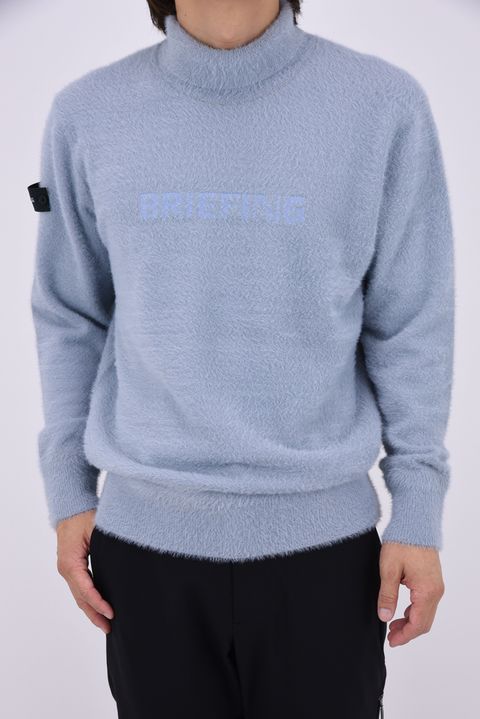 【26AW】 MEN’S SHAGGY KNIT TURTLENECK / ブランドロゴ タートルネック シャギーニット (サックス)