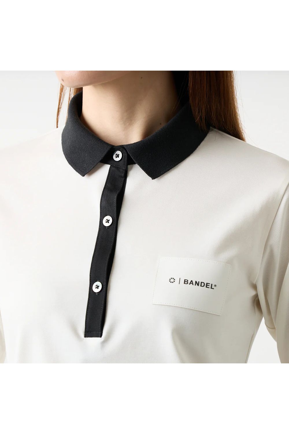 【25AW】【レディース】 BICOLOR POLO / バイカラー長袖ポロ (ホワイト)
