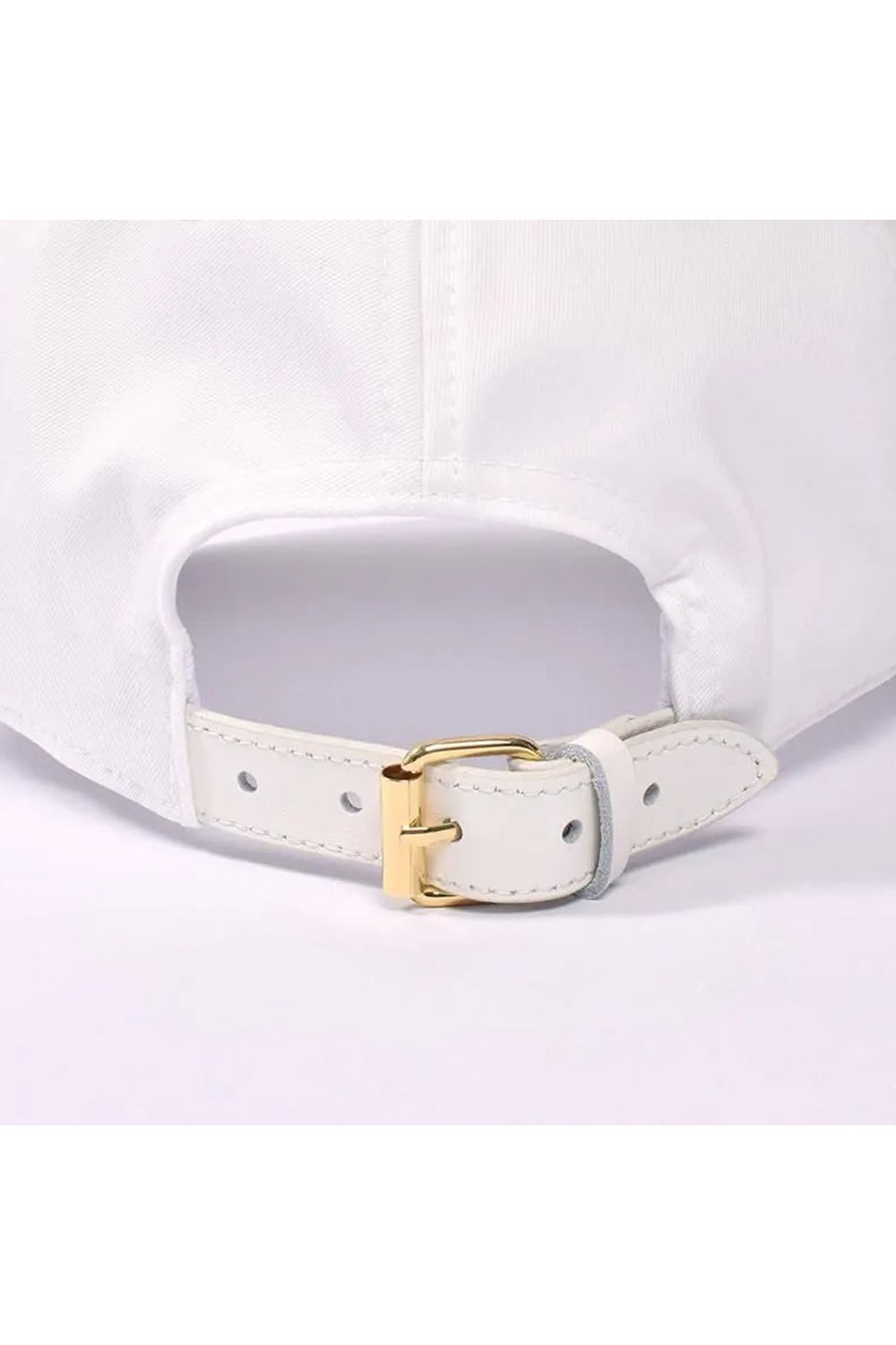 【26SS】 WIDE BRIM CAP / ブランドロゴ刺繍 本革ベルト つば広キャップ (ホワイト)