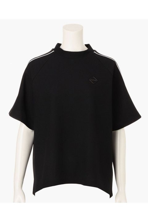 【26SS】【レディース】 WOMEN’S LINE HIGHNECK RF / カノコ生地 ラインロゴテープ リラックスフィット モックネックTシャツ (ブラック)