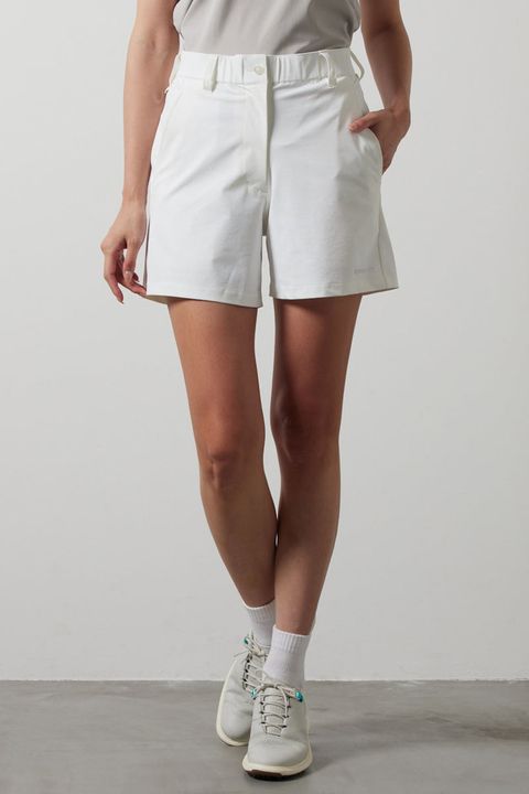 【レディース】 BASIC STRECH SHORT PANTS / ベーシック 3Dシルバーロゴ ストレッチショートパンツ (ホワイト)