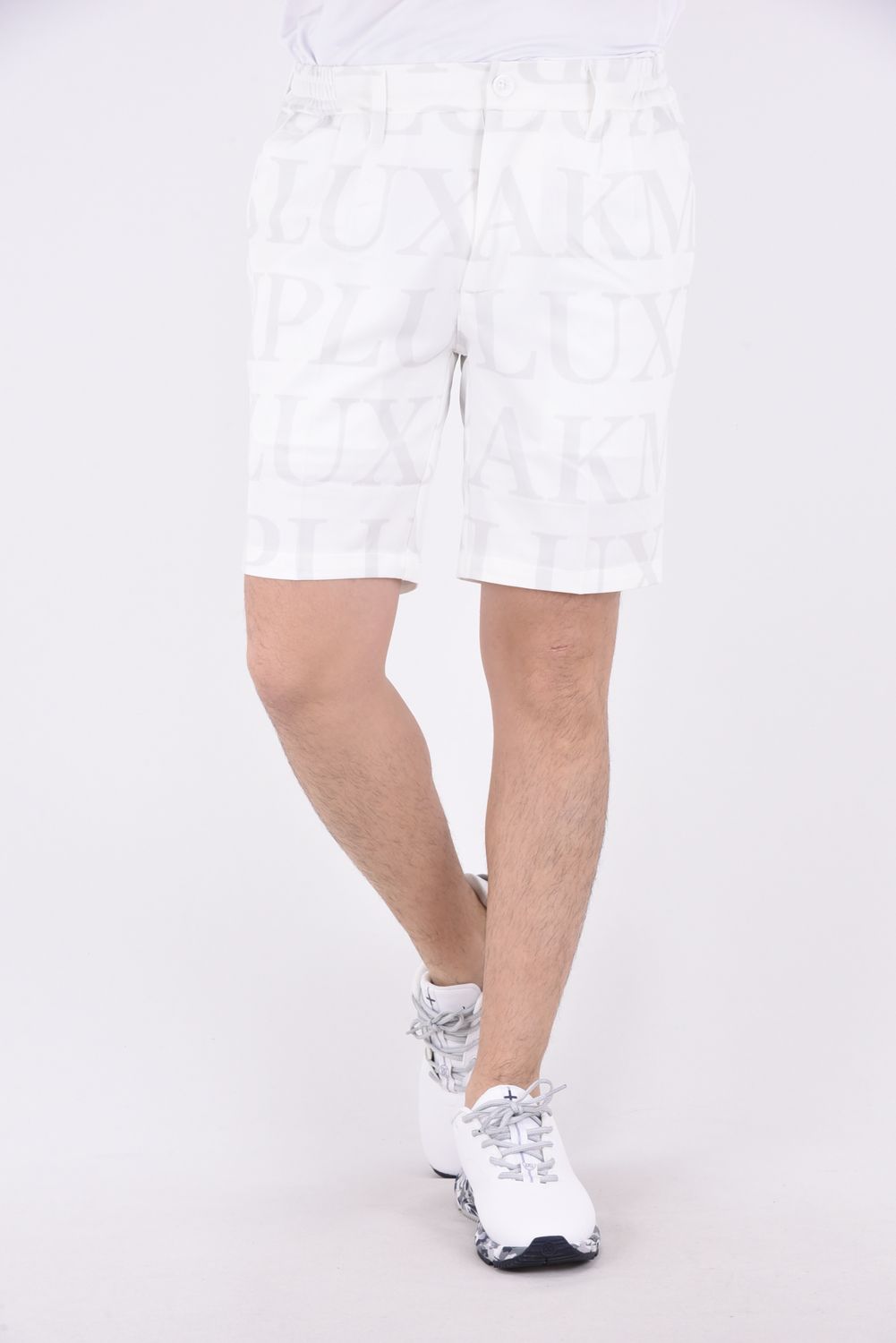 SAME LOGO SHORT PANTS / 総柄ロゴ ハーフスラックス (ホワイト)