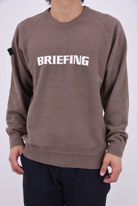 【26AW】 MEN’S AIRY YARN KNIT CREWNECK / エアリーファブリック ブランドロゴ クルーネックニット (モカ)