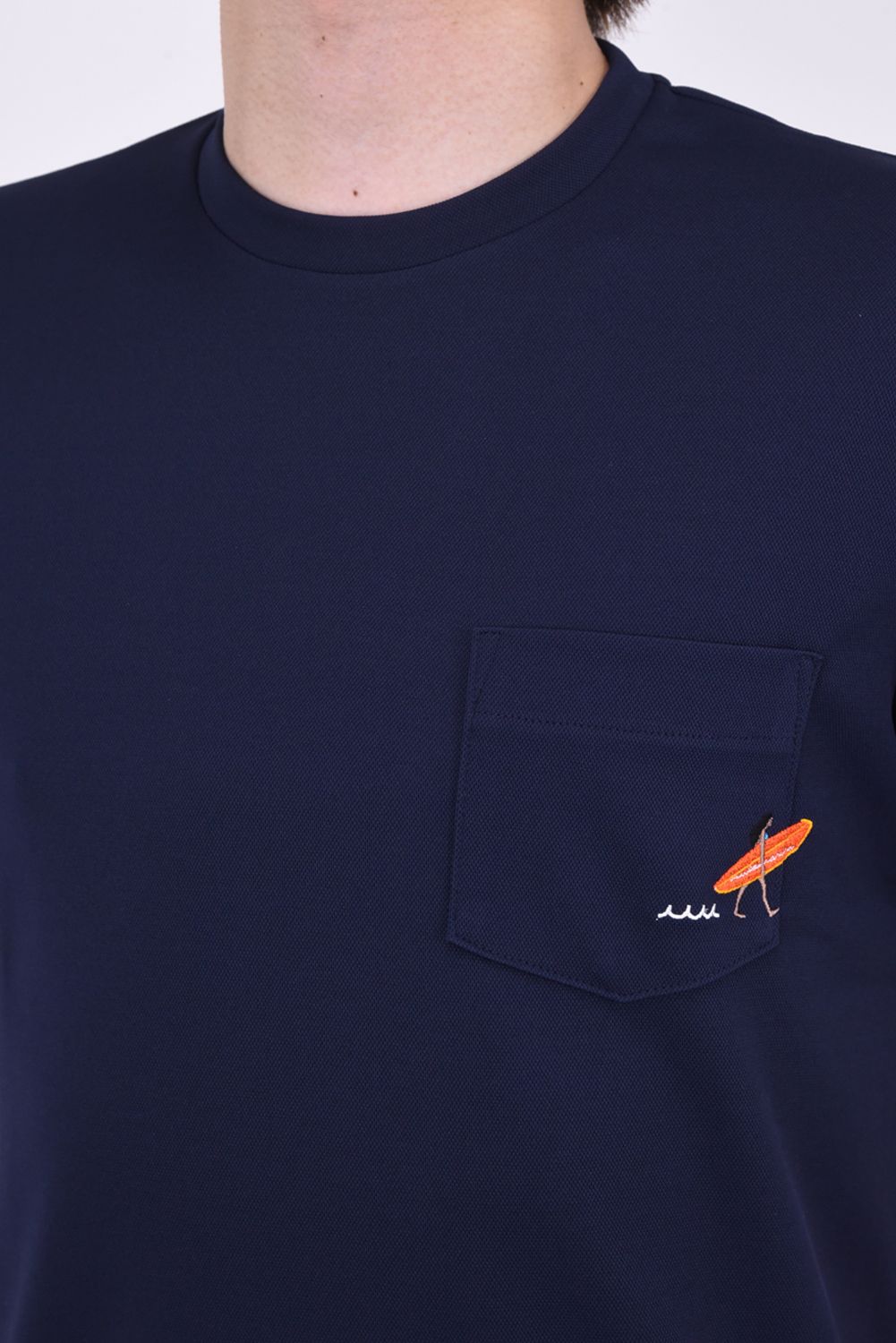 muta - SURF S/S T / サーフ刺繍 裾リブ Tシャツ (ネイビー