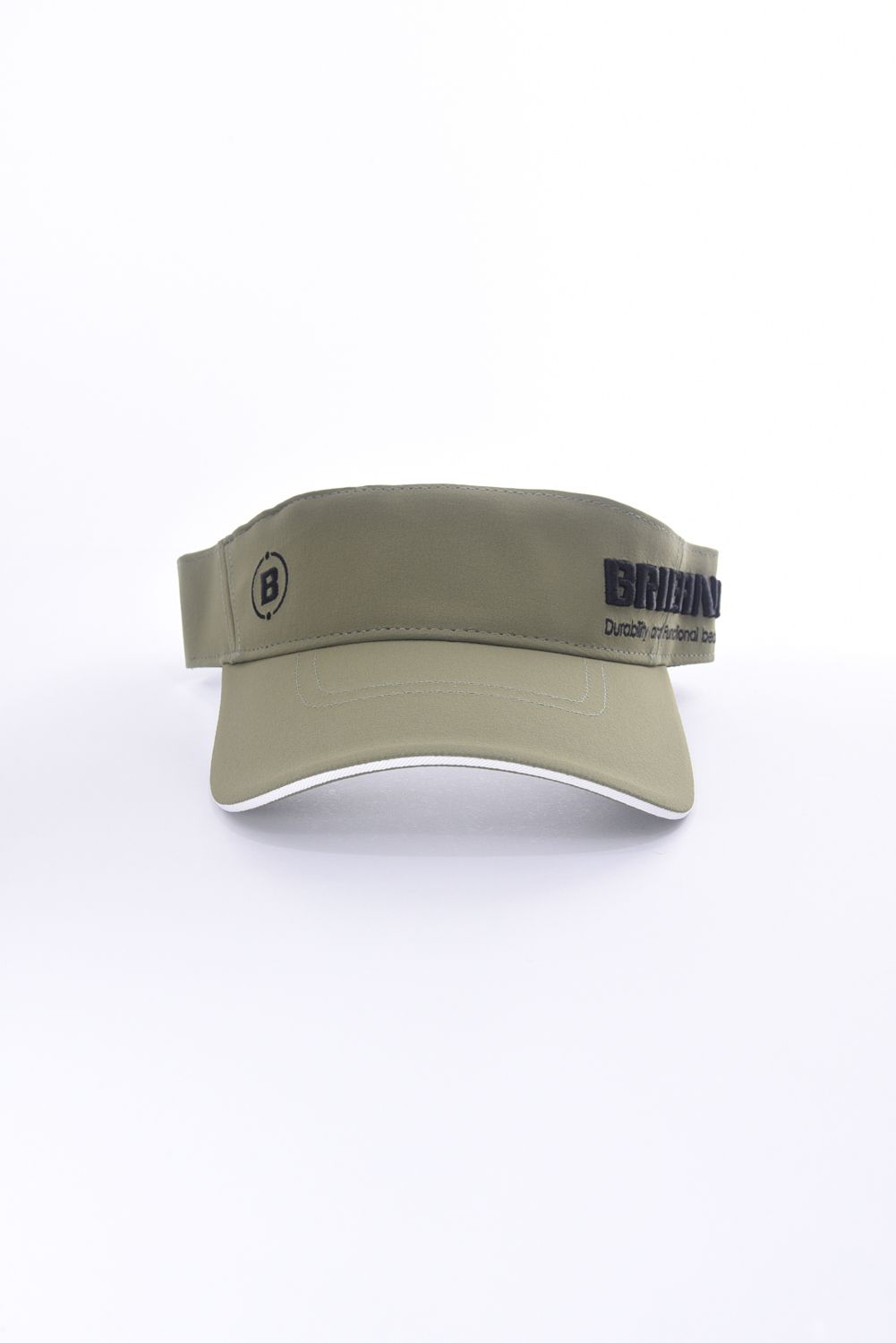 MENS ROUND LOGO VISOR / ロゴ刺繍 アシンメトリー サンバイザー オリーブ