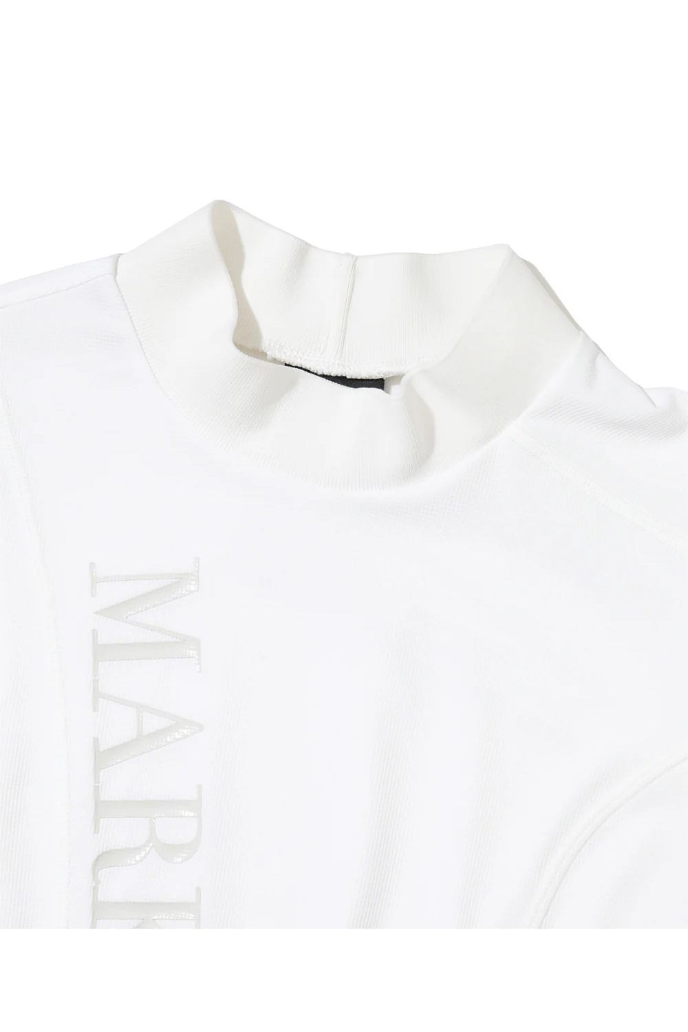 【26SS】【CODE COLLECTION】【レディース】 ATMT / アシンメトリーデザイン ブランドロゴ モックネックTシャツ (ホワイト)