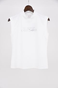 【26SS】【レディース】 DOT MESH NS MOCK TEE / ドットメッシュ ブランドロゴ ノースリーブ モックネックTシャツ (ホワイト)