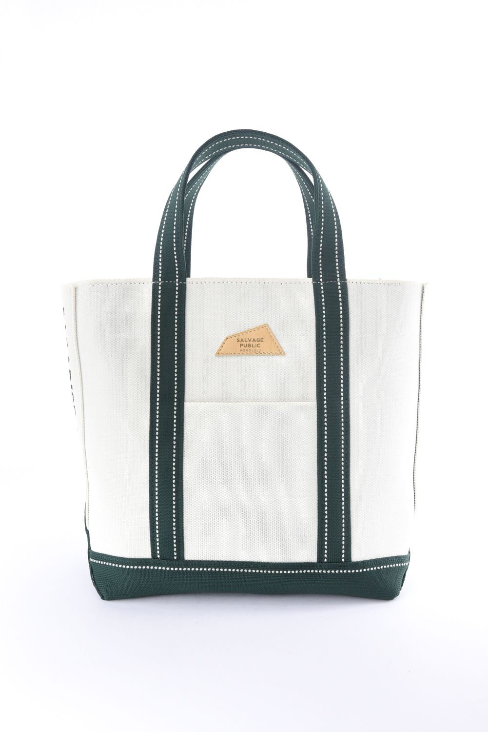 【26SS】 JACQUARD CART BAG / ジャカード織 ブランドレザーパッチ トートバッグ (マカダミア/グリーン)