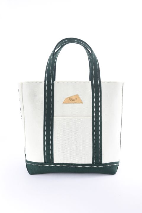 【26SS】 JACQUARD CART BAG / ジャカード織 ブランドレザーパッチ トートバッグ (マカダミア/グリーン)