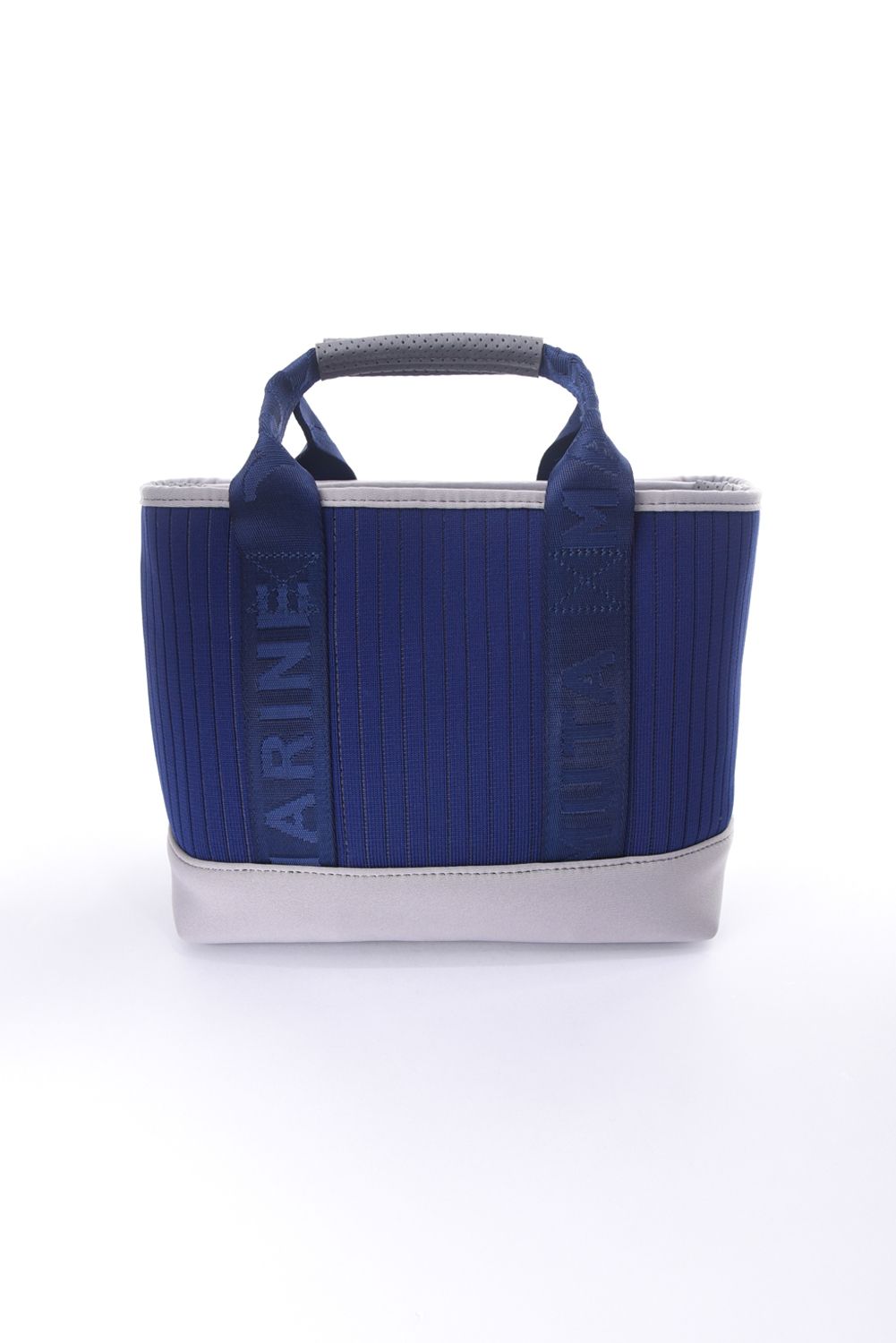 【26SS】 STRIPE KNIT PARTITION TOTE BAG / ストライプニット パーテーショントートバッグ (ネイビー)