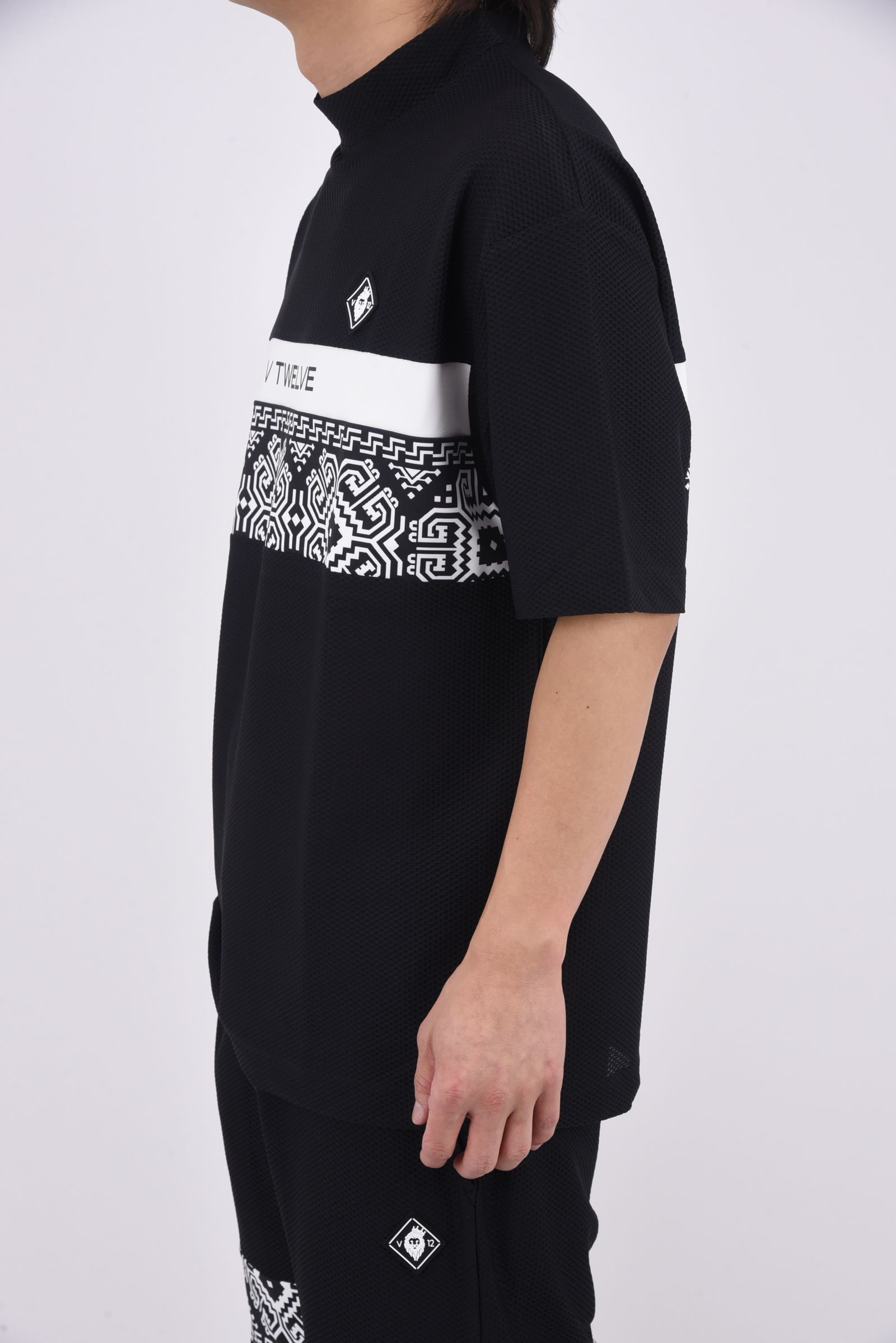【26SS】 BAN COMFO MOCK / ワッフル生地 バンダナ柄 モックネックTシャツ (ブラック)