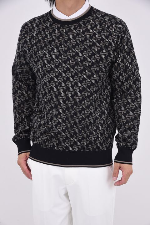 【25AW】 GM JACQUARD LIGHT KNIT / GMジャカード クルーネック ライトニット (ブラック)*