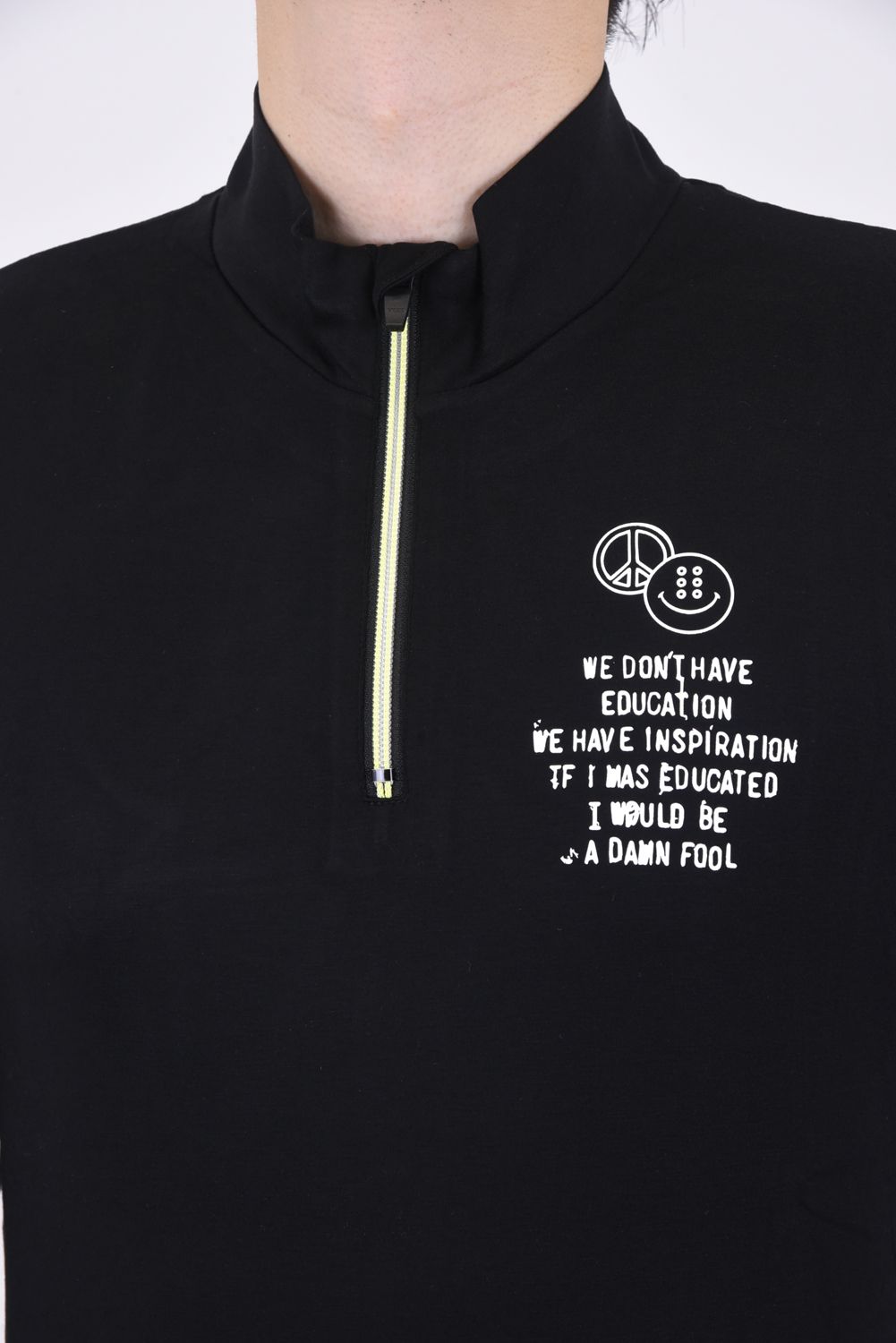 ZIP UP HIGH NECK / ベアスムース ジップアップタイプ ロングスリーブ ブラック