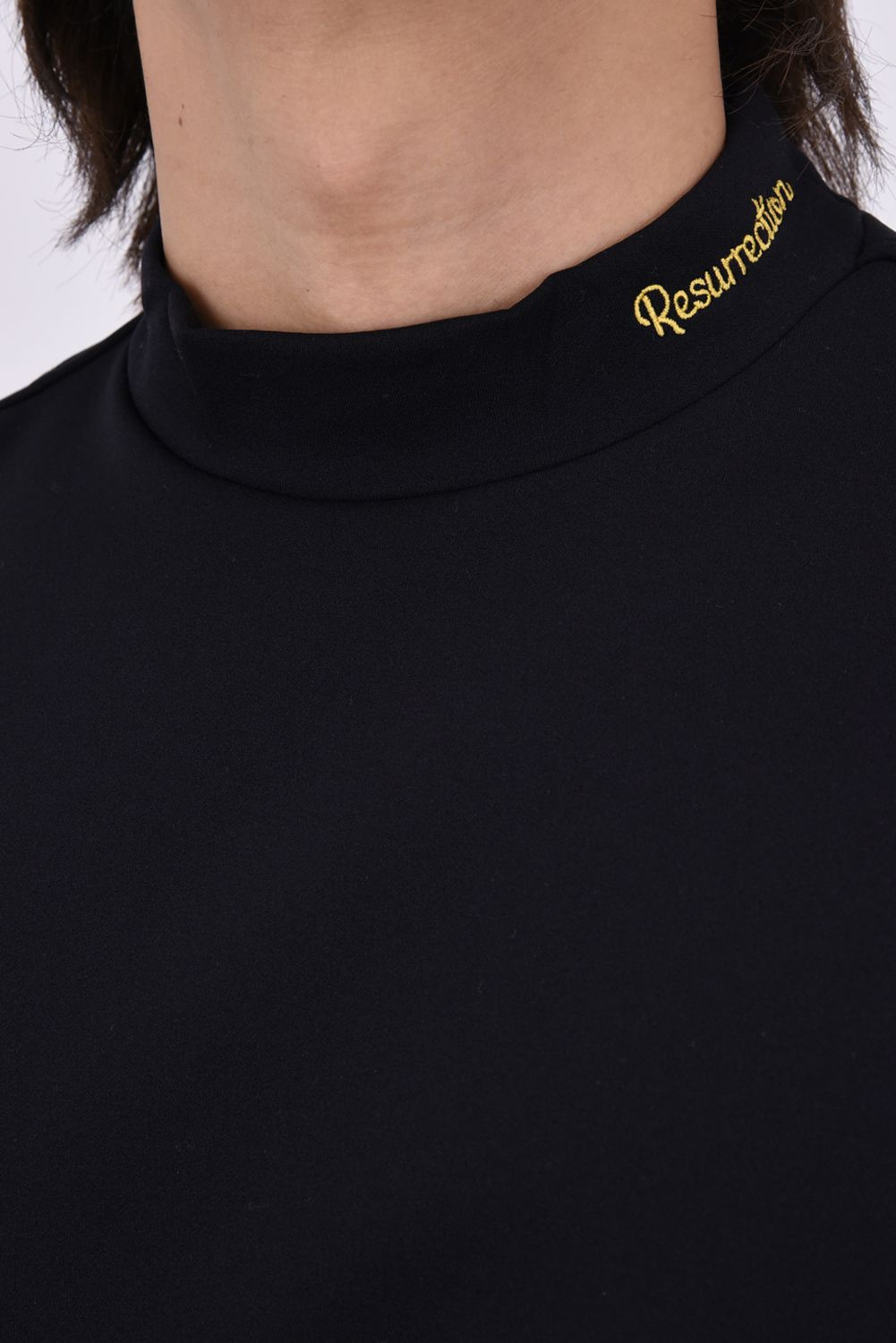 【26AW】 WARM INNER MOCK NECK / 裏起毛 ブランドロゴ刺繍 モックネックシャツ (ブラック)*