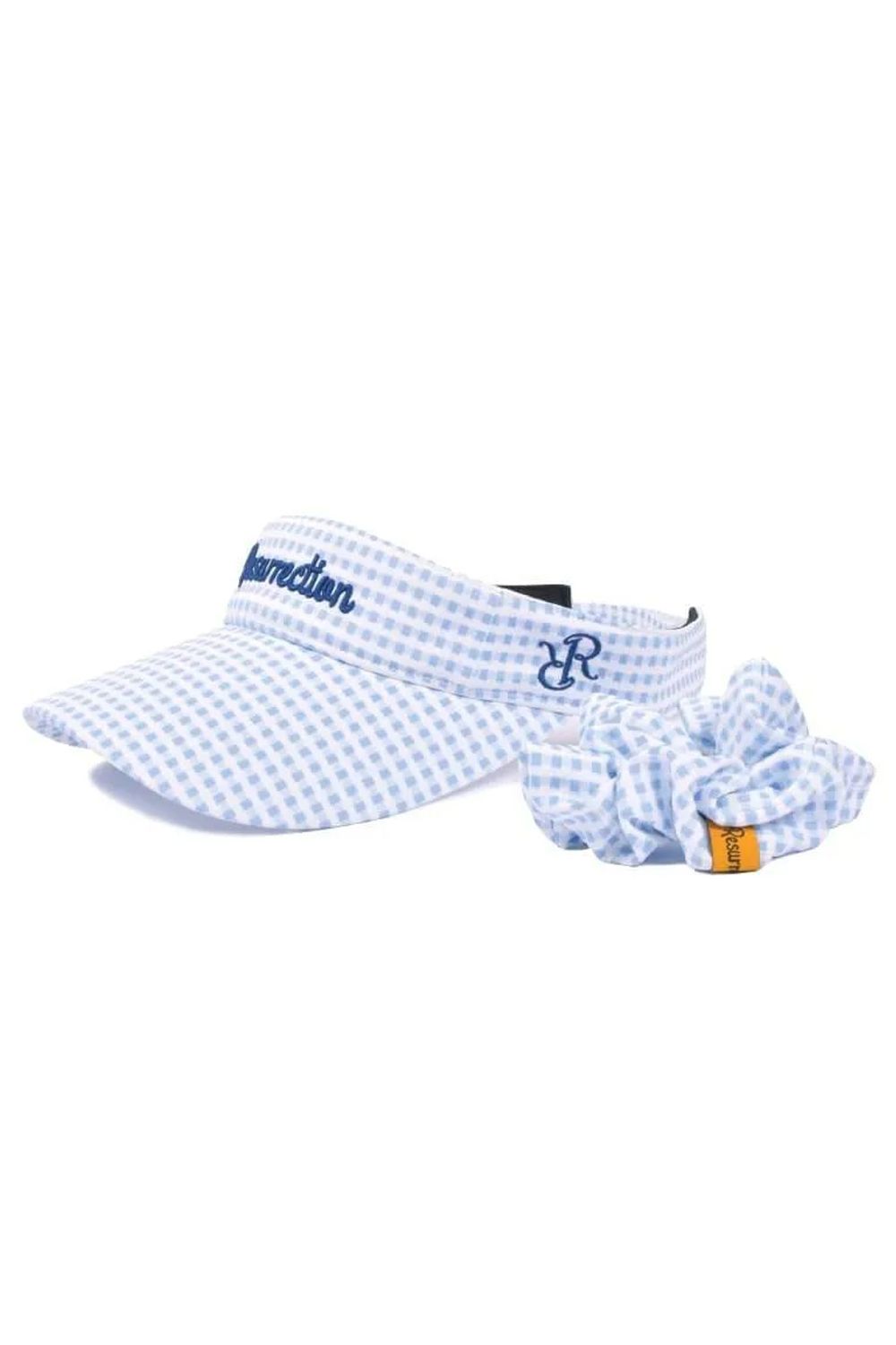 【26SS】【レディース】 WIDE BRIM SUN VISOR / ワイドブリム ギンガムチェック サンバイザー (シュシュ付き) (サックス)