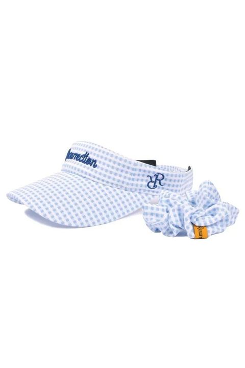 【26SS】【レディース】 WIDE BRIM SUN VISOR / ワイドブリム ギンガムチェック サンバイザー (シュシュ付き) (サックス)