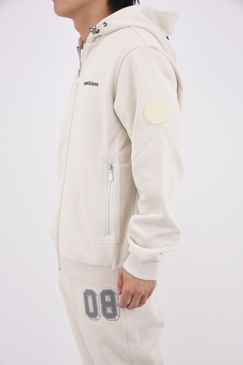 【2025AW】 HOODIE / 裏フリース スウェット素材 ジップアップフーディー (オフホワイト)