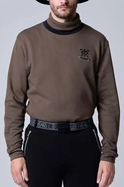 【26AW】 SOFT BULKY LAYERED HIGH NECK SHIRTS / レイヤード風 長袖モックネックTシャツ (オリーブ)