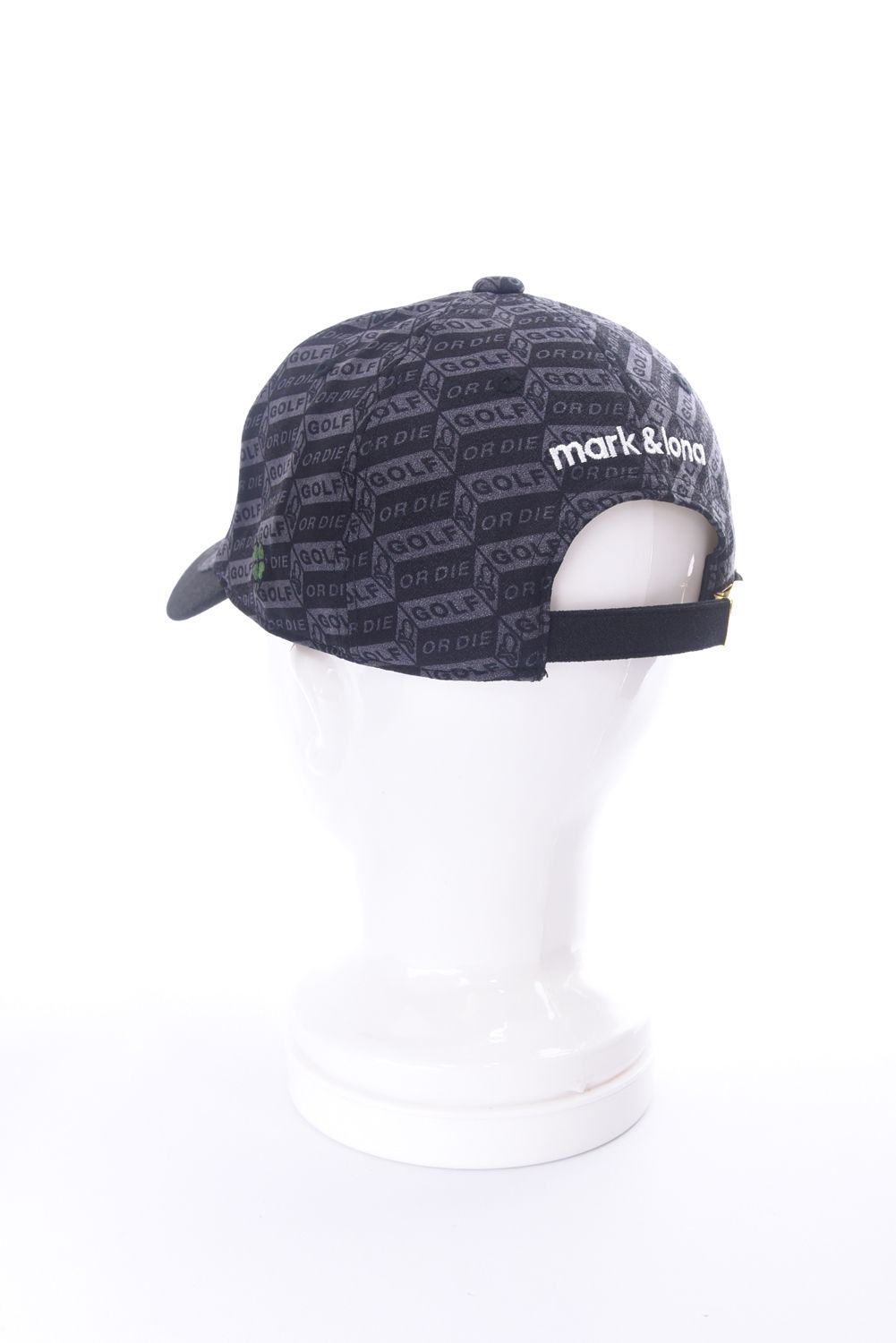 DÉPÊCHE EMBROIDERY CAP / ジオメトリック総柄 サークルスカル刺繍 ベースボールキャップ (ブラック)