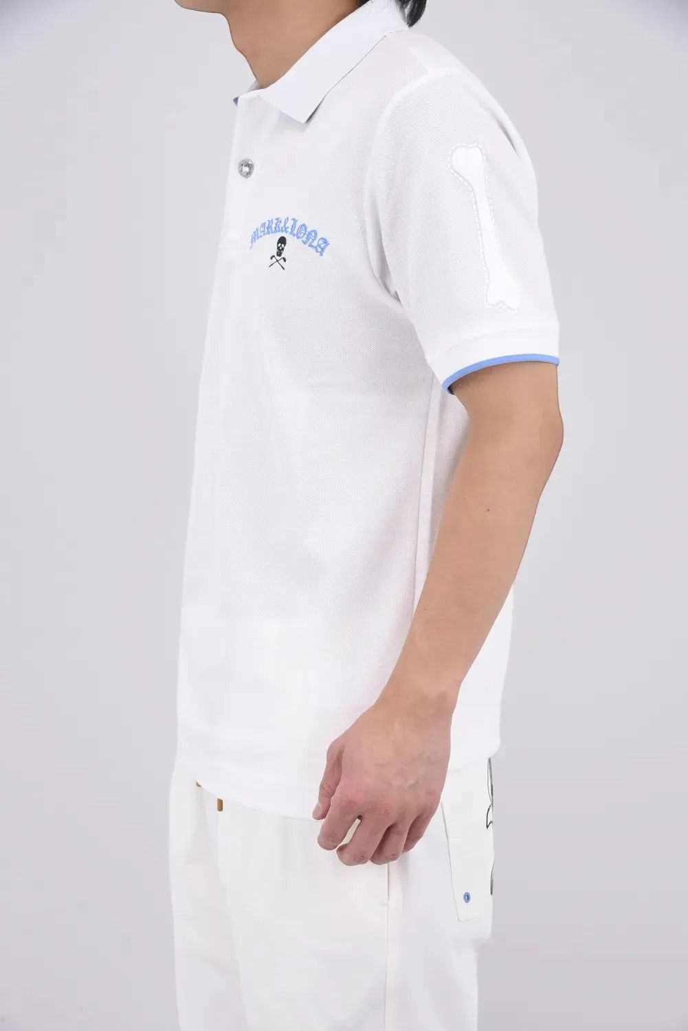 【26SS】 BONES PIQUE POLO / カノコ素材 ジャパンメイド BONEプリント ポロシャツ (ホワイト)