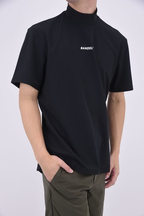 STRAIGHT LOGO S/S MOCK NECK SHIRTS / ブランドロゴ 半袖モックネックTシャツ (ブラック)