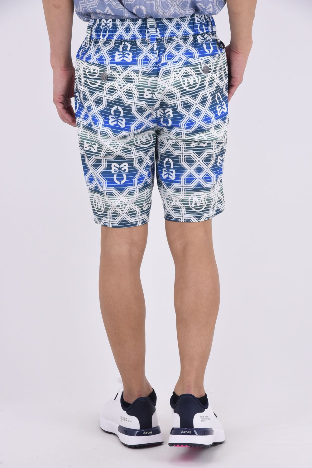 【26SS】 DOMINANT FLEX SHORTS / ジオメトリックパターン総柄 ドライタッチ ショートパンツ (ブルー)