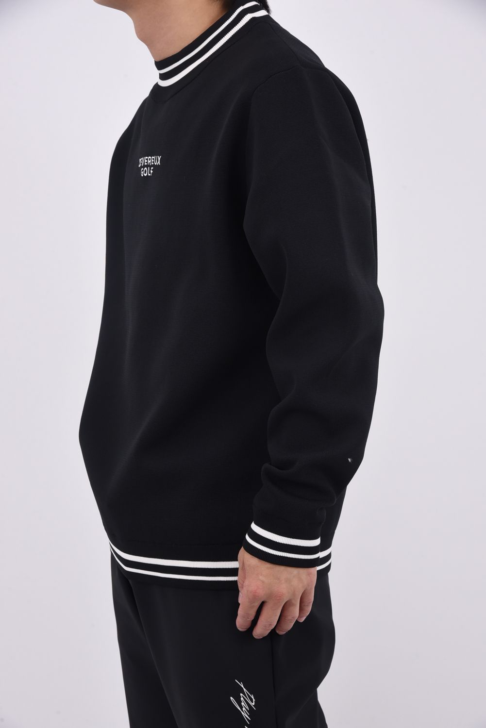 【25AW】 HIGHLY ADICTIVE KNIT / バックグラフィック 裏地付き モックネックリブニット (ブラック)