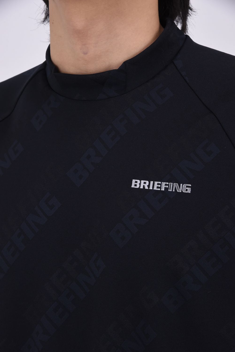 【26SS】 MEN'S SHADOW LOGO JQ HIGHNECK RF / バイアスロゴジャカード リラックスフィット モックネックTシャツ (ブラック)