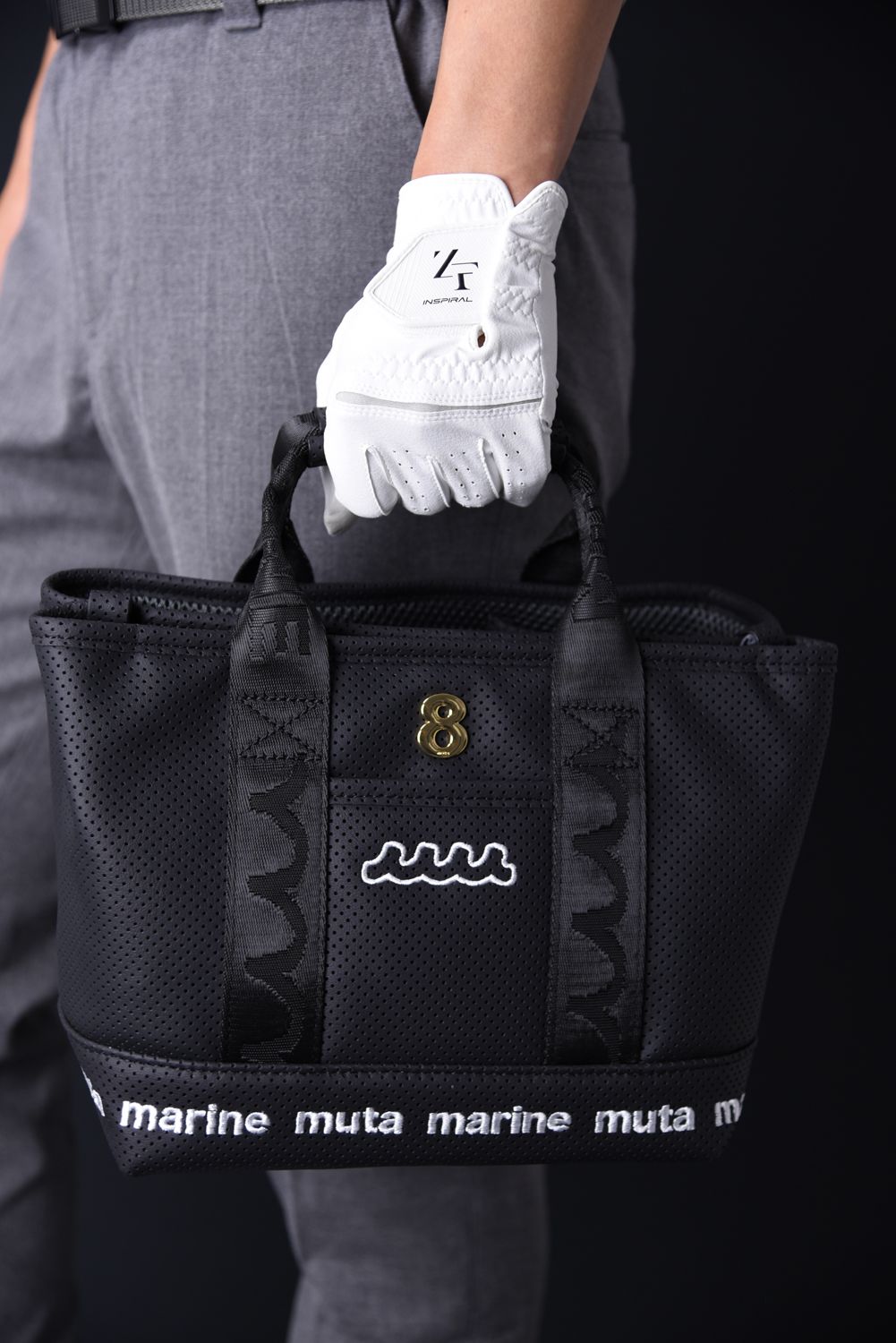 【GOSSIP GOLF別注】 “8” PLATE CONTINUA PARTITION TOTE BAG / 8プレート パンチングエシカルレザー パーテーションバッグ (ブラック)