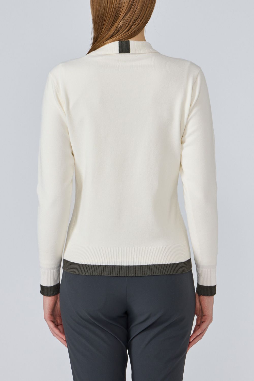 【25AW】【レディース】 ウール混襟付きプルオーバーセーター (ホワイト)