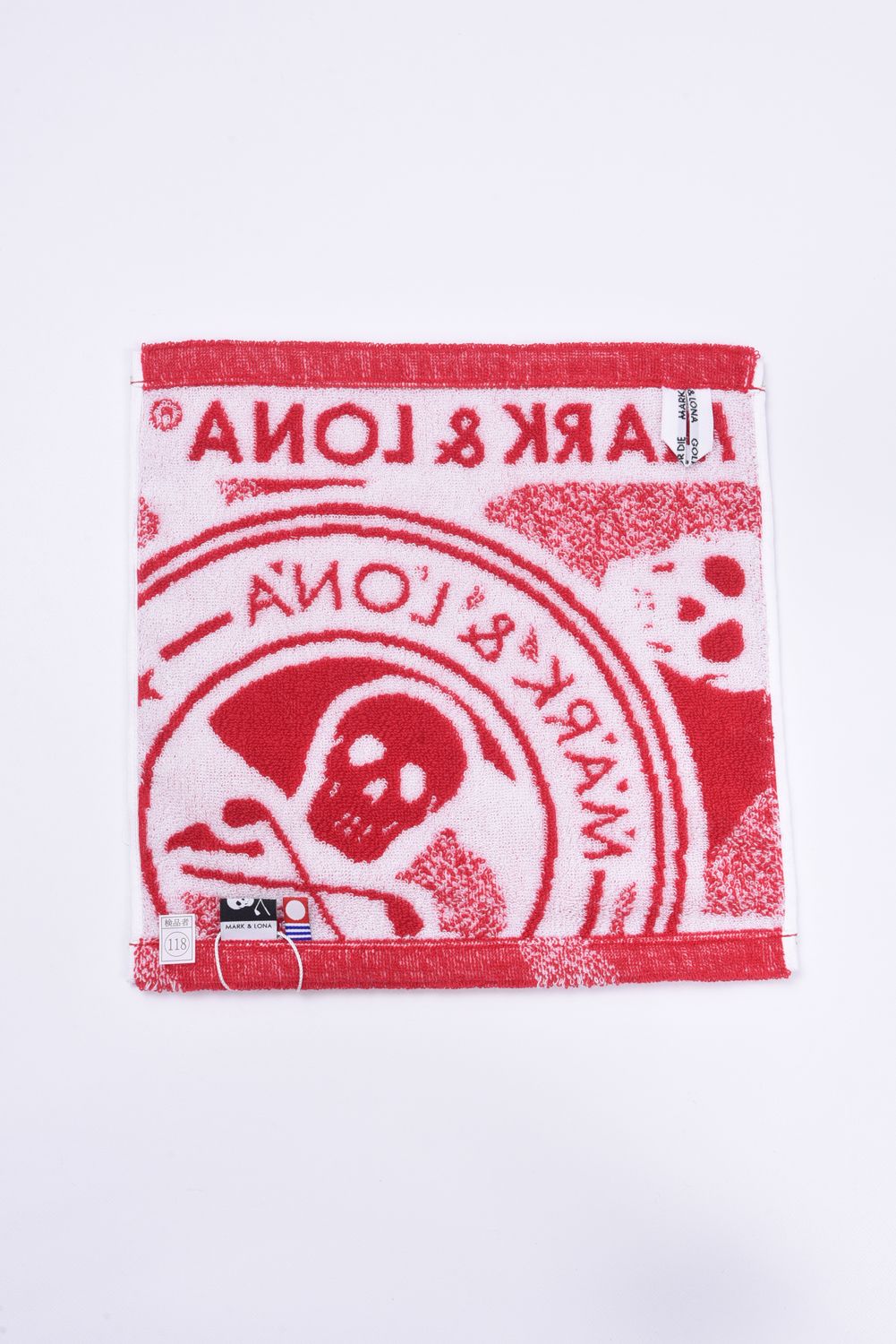 【プレゼント好適品】 HAND TOWEL(SMALL) / スカルカモフラージュ柄 今治 ハンドタオル (レッド)