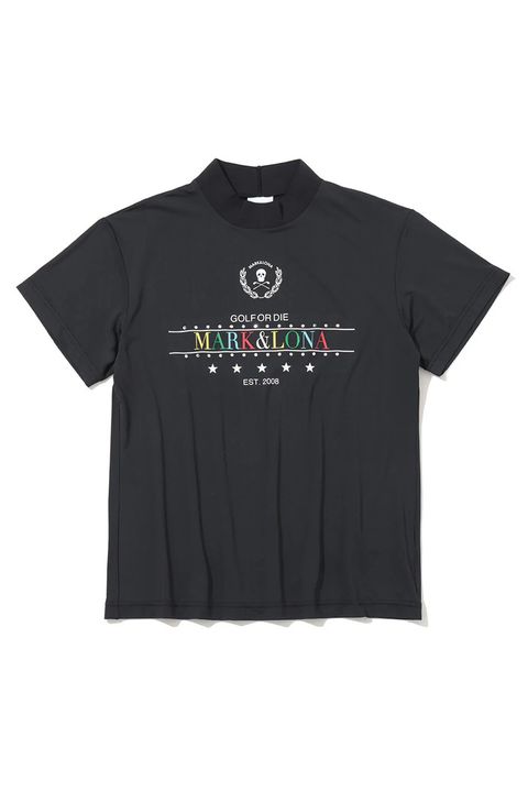 【26SS】【レディース】 MIRAGE CRYSTAL MOCK TEE / カラフルロゴプリント スワロフスキー モックネックTシャツ (ブラック)