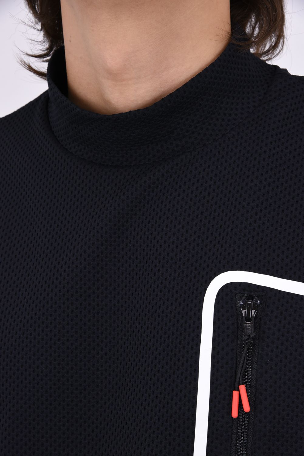 【26AW】 SEAL RF MOCK / 胸ポケット サイドロゴ 長袖モックネックTシャツ (ブラック)