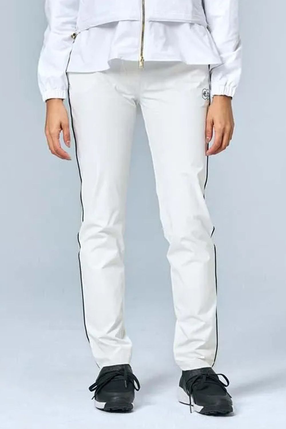 【26SS】【レディース】 MINI HERRINFBONE LONG PANTS / ミニヘリンボーン柄 ウエストゴムベルト ロングパンツ (ホワイト)*