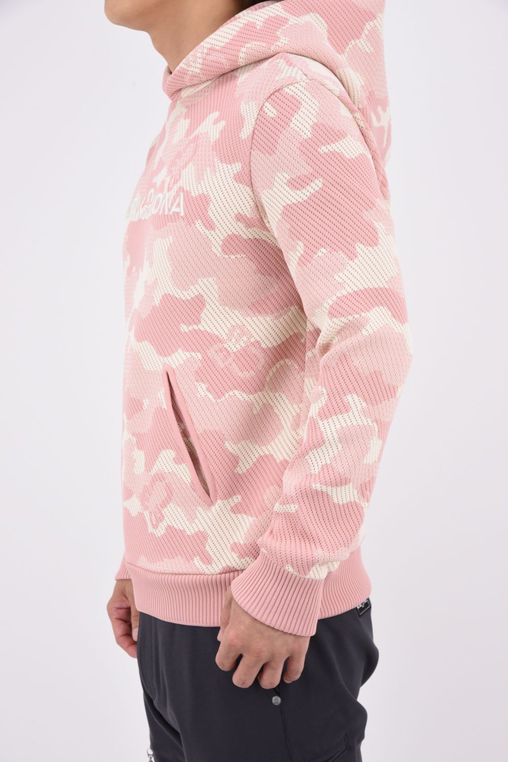 【26AW】 MERCURY CAMO JACQUARD KNIT HOODIE / ジャパンメイド カモフラジャカード ニットパーカー (ピンク)