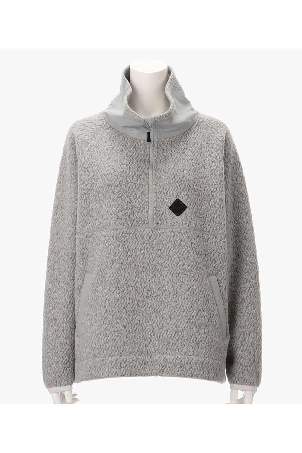 【25AW】【レディース】 WOMEN’S WOOL BOA HALFZIP TOP / ウールボアフリース ハイネック ハーフジップフーディー (ライトグレー)