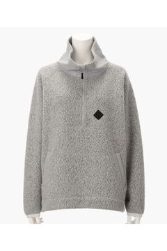 【25AW】【レディース】 WOMEN’S WOOL BOA HALFZIP TOP / ウールボアフリース ハイネック ハーフジップフーディー (ライトグレー)