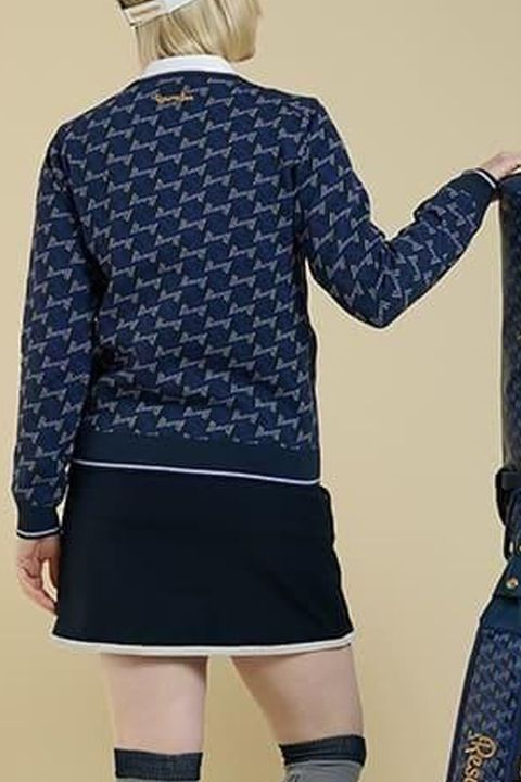 【25AW】【レディース】 GM JACQUARD LIGHT KNIT / GMジャカード クルーネック ライトニット (ネイビー)*