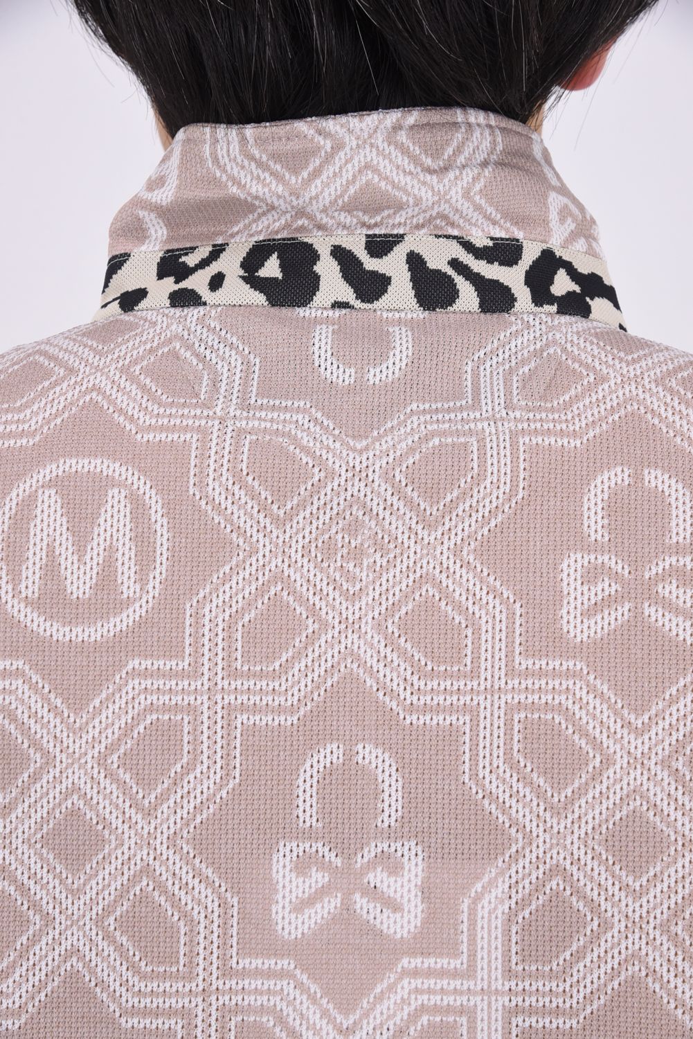 【26SS】 DOMINANT MESH SHIRT / ジオメトリックパターン総柄 ジャパンメイド メッシュポロシャツ (ベージュ)