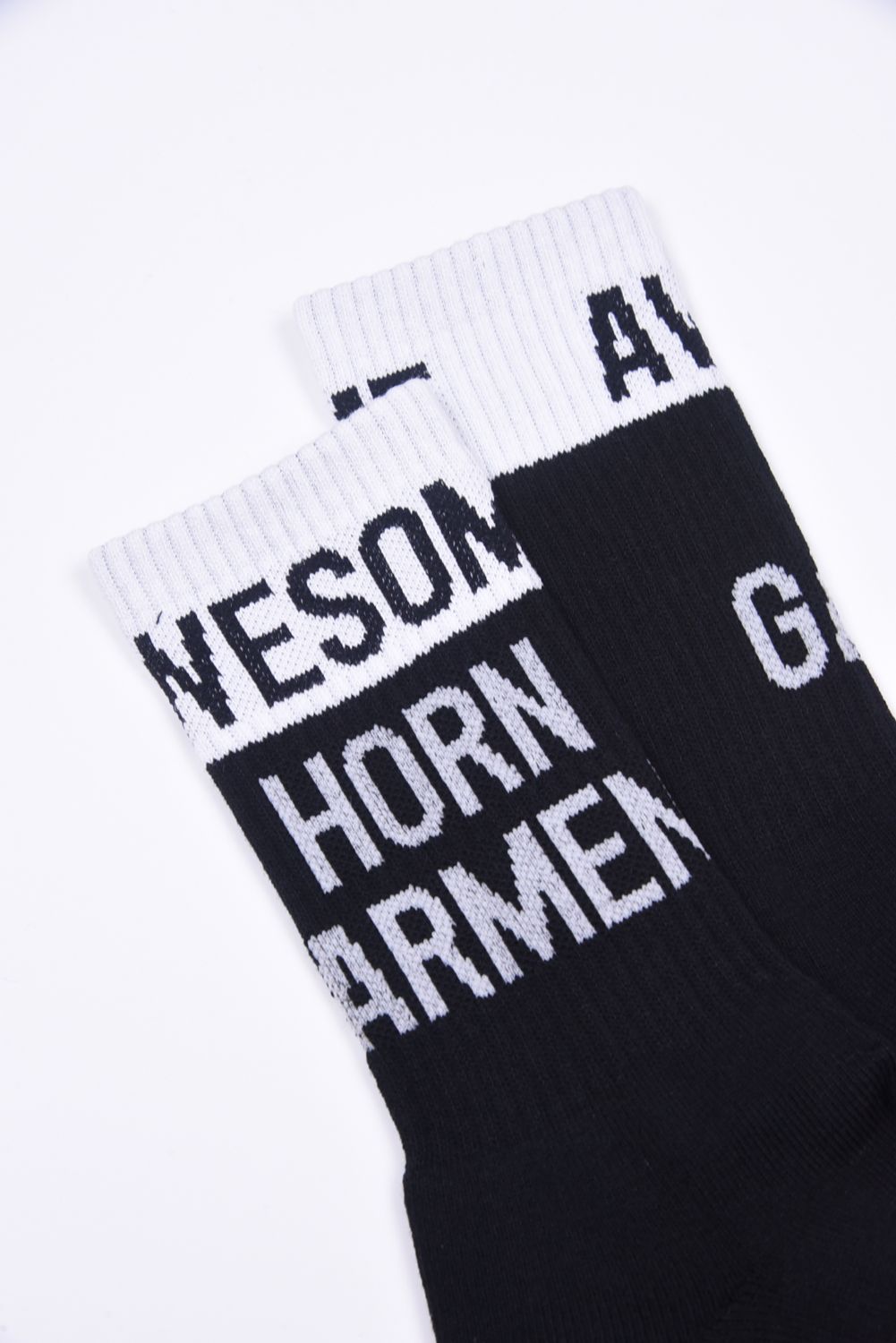 L.M.U CUSHION SOCKS / ワードカラー ミドルソックス ブラック