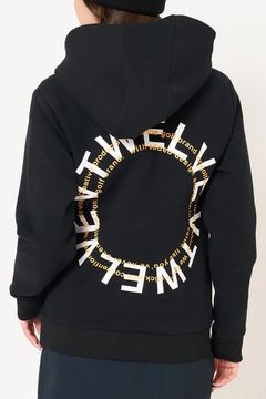 【26AW】【レディース】 RING LOGO PARKA / ダンボールニット サークルロゴ ジップポケット プルオーバーフーディー (ブラック)