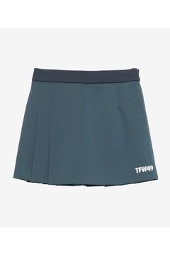 【25AW】【レディース】 WRAP PLEATED SKIRT / ダンボール素材 ウエストリブ バックプリーツスカート (ブルーグレー)