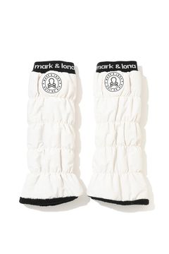 NODE PUFFY ZIP ON LEG WARMERS / サークルスカル刺繍 裏ボア レッグウォーマー (ホワイト)